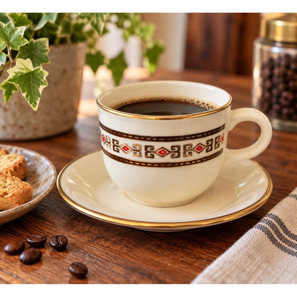 Vintage General Foods Kahlua Cafe Cup Saucer Gold Trim Coffee Set